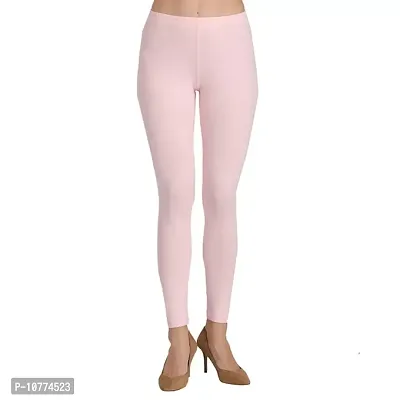 Groversons Super Soft Fabric, Non-Transparent, Ankle Length Leggings (Ankle-Pink-L)