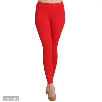 Groversons Super Soft Fabric, Non-Transparent, Ankle Length Leggings (Ankle-RED-XL)-thumb0
