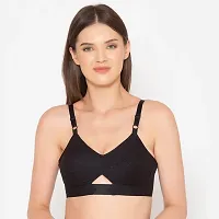 Groversons Paris Beauty Women's Cotton Non Padded Non-Wired Bra (CHANDERKIRAN_BLACK & WHITE_42)-thumb1