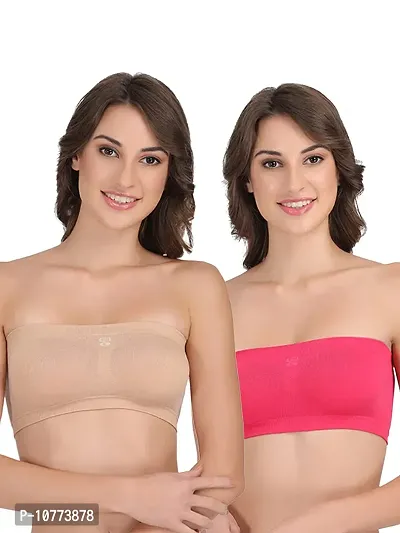 Groversons Paris Beauty Full Coverage Non-Padded Tube Bra (Magenta, Nude) L
