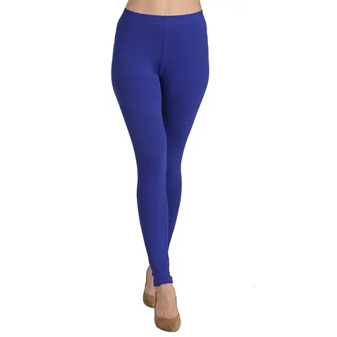 Stylish Cotton Spandex Solid Leggings For Women