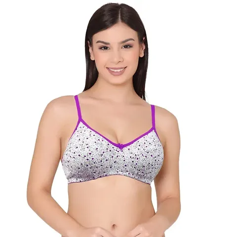 Groversons Paris Beauty Women's Printed Everyday T-Shirt Bra, Comfortable, Non-Padded with Seam, Providing a Natural Curvy Shape (BR108)