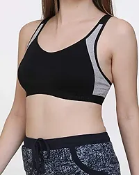 Groversons Paris Beauty Cotton Sports Bra-Black-thumb1