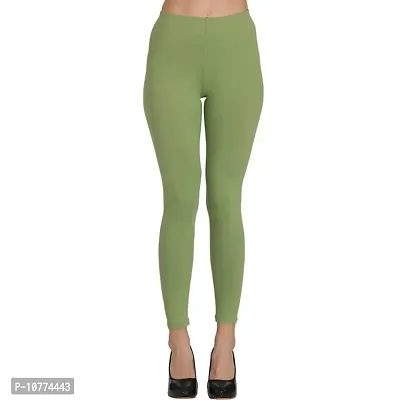 Groversons Super Soft Fabric, Non-Transparent, Ankle Length Leggings (Ankle-Olive-Green-M)