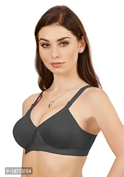 Groversons Paris Beauty Non Padded Wirefree Molded Cross Neck Full Coverage Bra- Pack of 2 Black-thumb3