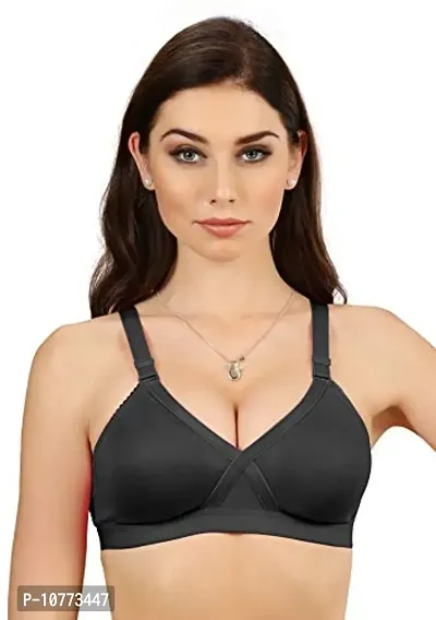 Groversons Paris Beauty Non Padded Wirefree Molded Cross Neck Full Coverage Bra- Pack of 2 Black-thumb2