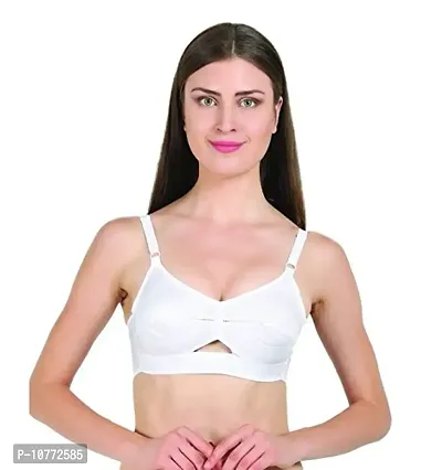 Groversons Paris Beauty Women's Cotton Non-Padded Wire Free T-Shirt, Push-Up, Full-Coverage Bra (CHANDERKIRAN_White, Mouve_44)-thumb2