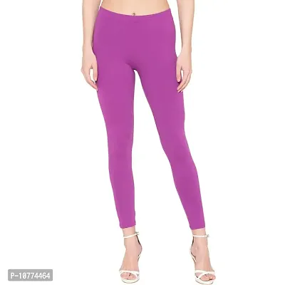 Groversons Super Soft Fabric, Non-Transparent, Ankle Length Leggings (Ankle-Striking-Purple-L)