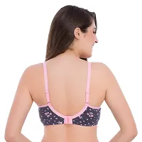 Groversons Paris Beauty Padded & Wirefree Cotton t-Shirt Bra with 3/4 Coverage in Floral Print Grey-thumb1