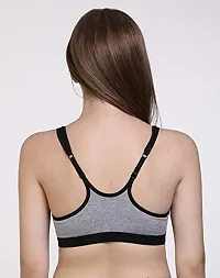 Groversons Paris Beauty Cotton Sports Bra-Black-thumb2