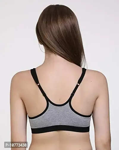 Groversons Paris Beauty Cotton Sports Bra-Black-thumb3