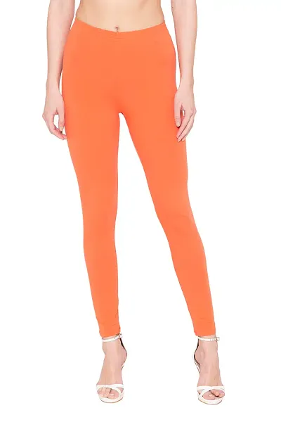 Stylish Cotton Spandex Solid Leggings For Women