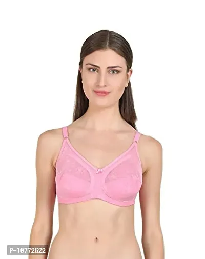 Groversons Paris Beauty Fancy Non Padded Wireless Full Coverage Plus Size Bra Pink