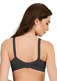 Groversons Paris Beauty Non Padded Wirefree Molded Cross Neck Full Coverage Bra- Pack of 2 Black-thumb3