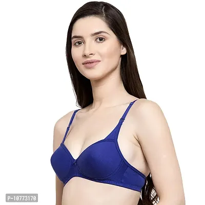 Light Padded Cotton semless Full Coverage Bra-Royal Blue-thumb2