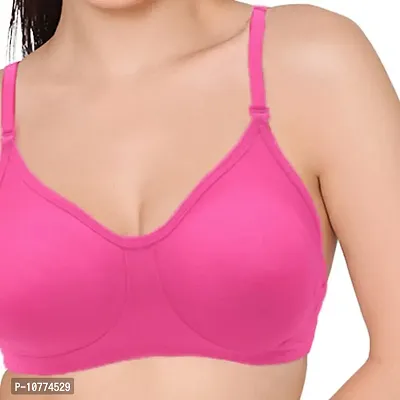 Groversons Paris Beauty Women's Cotton Non-Padded Wire Free Full-Coverage, Plunge, Seamless Bra,Backless Bra (BR021-HOT PINK-32B)-thumb5