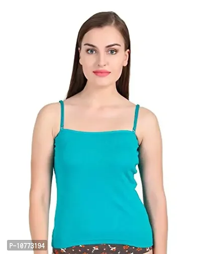 Paris Beauty Poem Soft Cotton Fabric Priyanka Aqua Blue Camisole Under Wear for Women, Girls and Teen Agers-thumb0