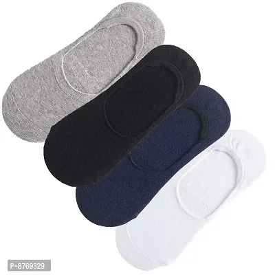 Missby Unisex Mercerised Anti-Slip Cotton Loafer Socks (Multi-coloured) -Pack of 4 Pairs