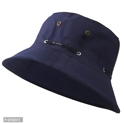 Missby#174; Unisex Cotton Classic Packable Beach Bucket Sun Hat (Adjustable Navy Blue)