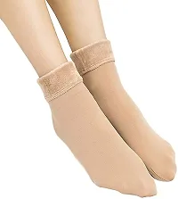 Missby Unisex Faux Fur Soft Warm Cozy Without Thumb Socks (Beige, Free Size) (Beige)-thumb2