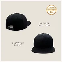 Men Classic Flat Brim Hip-Hop Adjustable Snapback Cap (Black)-thumb1