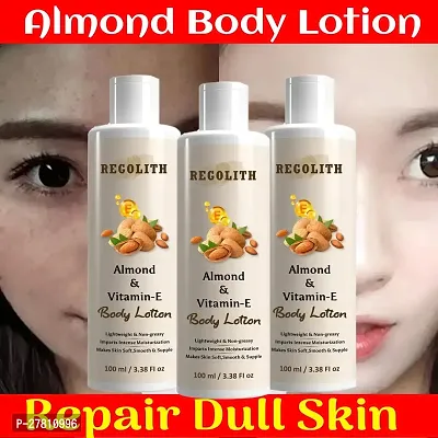 Regolith Almond Vitamin -E Body Lotion Skin Whitening Body Lotion For Dry Skin Protection With Almond Oil Vitamin E 100Ml(Pack Of 3)-thumb0