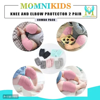 Stylish Cotton Anti Slip Baby Knee Pads For Crawling-Pink, 2 Pairs
