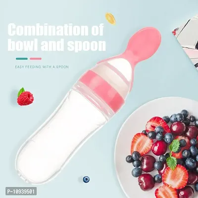 Useful Baby Spoon Feeding Bottle Ultra Soft Food Grade Silicon For Cereals For Infant - 90 Ml, BPA Free-thumb5