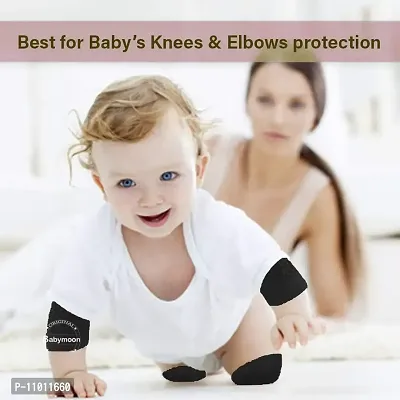 Stylish Cotton Anti Slip Baby Knee Pads For Crawling-Black, 1 Pair-thumb2
