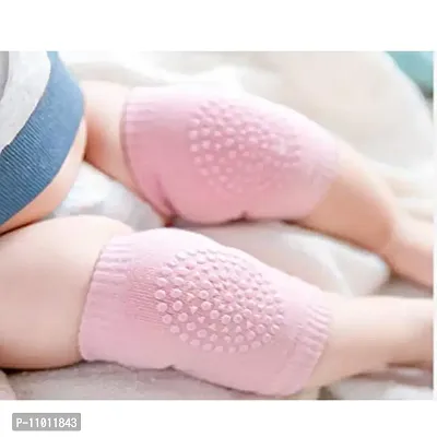 Stylish Cotton Anti Slip Baby Knee Pads For Crawling-Pink, 1 Pair-thumb2