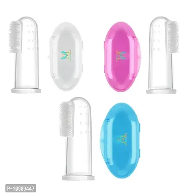 Silicone Baby Finger-Brush With Case For Kids Pack Of 3