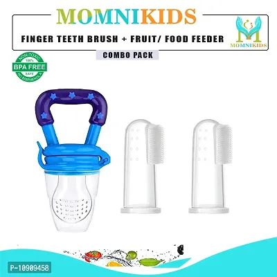 Combo Pack Of 2 Finger Tooth Brush And 1 Baby Fruit Feeder Food Pacifier Pack Of 3