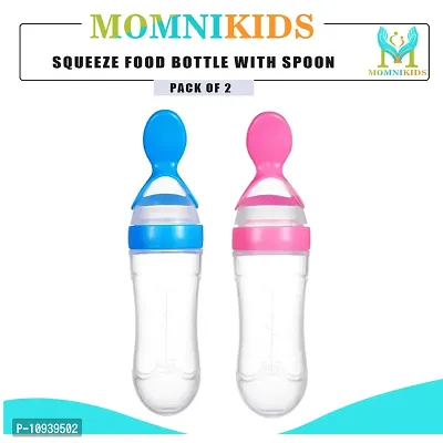Useful Baby Spoon Feeding Bottle Ultra Soft Food Grade Silicon For Cereals For Infant - 90 Ml, BPA Free -Pack Of 2-thumb0