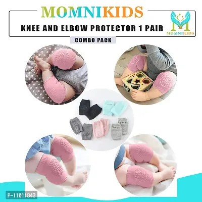 Stylish Cotton Anti Slip Baby Knee Pads For Crawling-Pink, 1 Pair