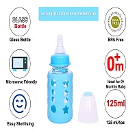 Useful Combo Pack Of Baby Spoon Feeding Bottle And 120 Ml Glass Feeding Bottle With Premium Silicone Warmer Cover-Pack Of 2, Blue-thumb1