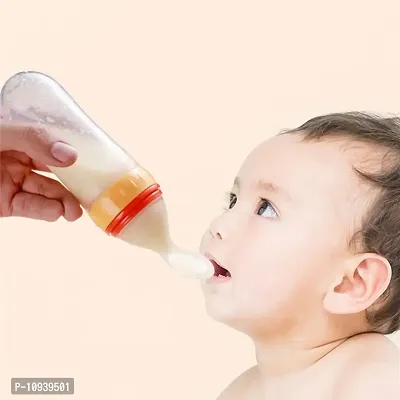 Useful Baby Spoon Feeding Bottle Ultra Soft Food Grade Silicon For Cereals For Infant - 90 Ml, BPA Free-thumb0