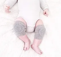 Stylish Cotton Anti Slip Baby Knee Pads For Crawling-Grey, 1 Pair-thumb2