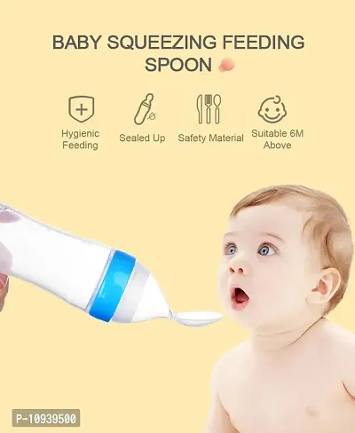 Useful Baby Spoon Feeding Bottle Ultra Soft Food Grade Silicon For Cereals For Infant - 90 Ml, BPA Free-thumb3