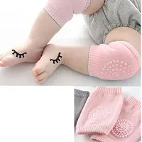 Stylish Cotton Anti Slip Baby Knee Pads For Crawling-Pink, 1 Pair-thumb2