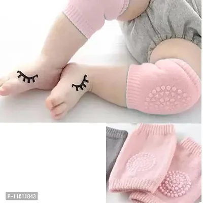 Stylish Cotton Anti Slip Baby Knee Pads For Crawling-Pink, 1 Pair-thumb3