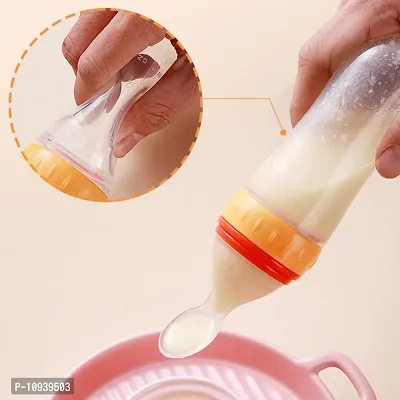 Useful Baby Spoon Feeding Bottle Ultra Soft Food Grade Silicon For Cereals For Infant - 90 Ml, BPA Free -Pack Of 2