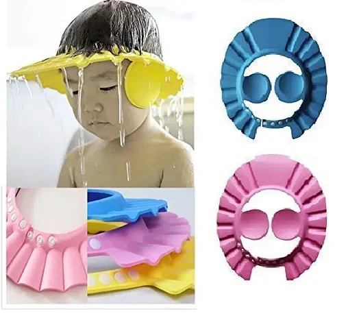 Trendy Baby Bath Shower Cap Adjustable Eva Cap With Ear And Eye Protection Multipack