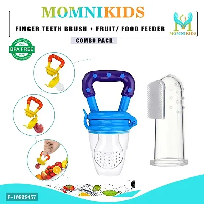 Combo Pack Of 1 Finger Tooth Brush And 1 Baby Fruit Feeder Food Pacifier Pack Of 2-thumb0