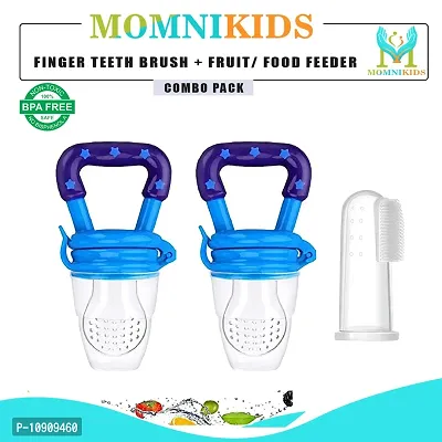 Combo Pack Of 1 Finger Tooth Brush And 2 Baby Fruit Feeder Food Pacifier Pack Of 3
