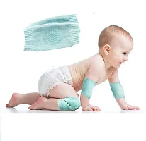 Stylish Cotton Anti Slip Baby Knee Pads For Crawling-Green, 1 Pair-thumb1