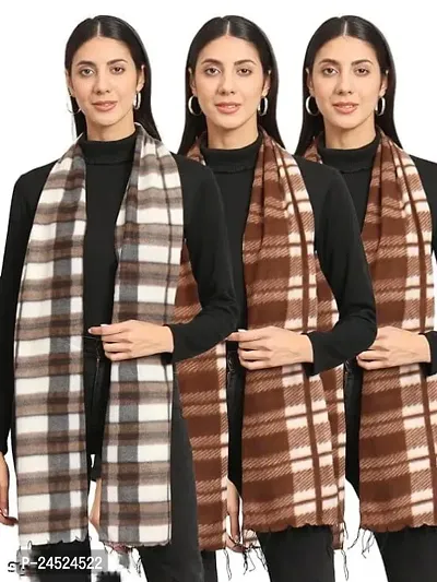 Voguish Cotton Checked Scarves For Women- Pack Of 3