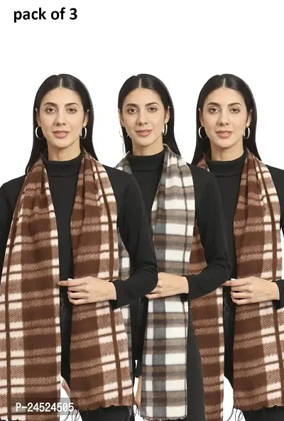 Voguish Cotton Checked Scarves For Women- Pack Of 3-thumb0