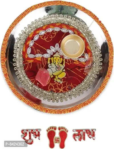 Home Decoration Spiritual and Festive Ganesha Pooja Thali Diya Rangoli Set-thumb2