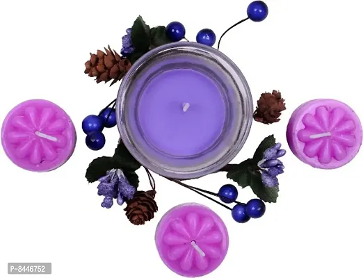 Home Decoration 4 Pc. Designer Floating Candle Set With Dry Flower Garland