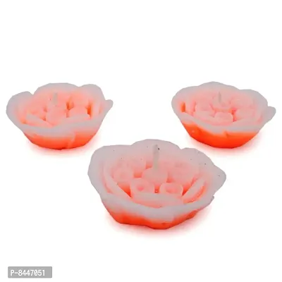 Home Decoration 3 Pc. Red Rose Shape Floating Fragrance Candle Set